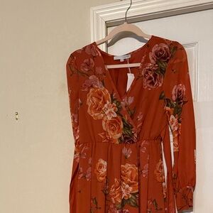 Baltic Born Rust Floral Long Sleeve Dress